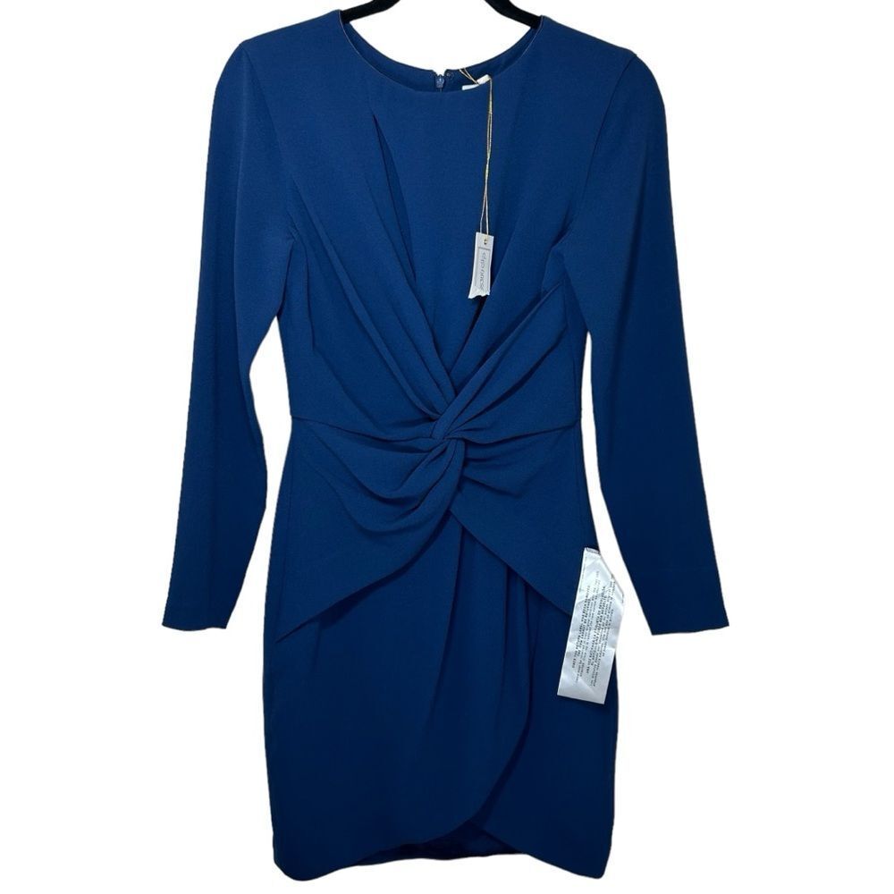 NWT Dress The Population Coby Pacific Blue Long Sleeve Twist Cut Out Dress Small
